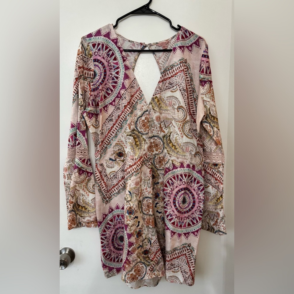 Guess Women Kali Paisley 100% Linen Print Romper Size XL Summer Garden Party